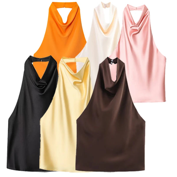 Elegant Satin Halter Top