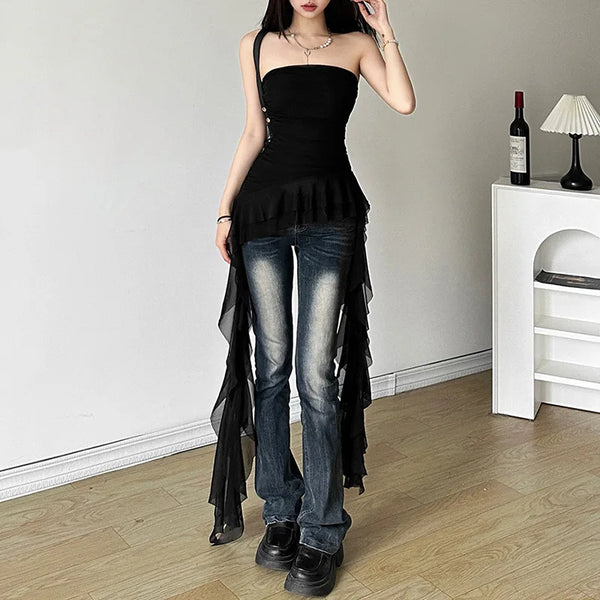 Sweet Ruched Tassel Vest