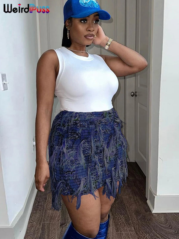 Chic Tassel Knit Bodycon Skirt